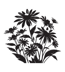 Obraz premium black eyed susan vector style,silhouette vector,black and white color
