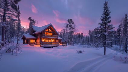 Cozy Cabin in a Winter Wonderland