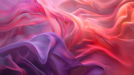 Fototapeta premium Abstract wave in iridescent neon-rainbow shades, pink, purple, red, blue. Waves of smoke or fabric flying in the wind. Iridescent fabric, holographic texture. Banner background with space for text