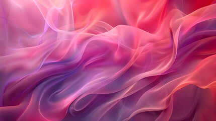 Fototapeta premium Abstract wave in iridescent neon-rainbow shades, pink, purple, red, blue. Waves of smoke or fabric flying in the wind. Iridescent fabric, holographic texture. Banner background with space for text