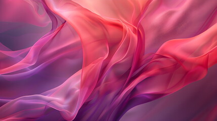 Abstract wave in iridescent neon-rainbow shades, pink, purple, red, blue. Waves of smoke or fabric flying in the wind. Iridescent fabric, holographic texture. Banner background with space for text