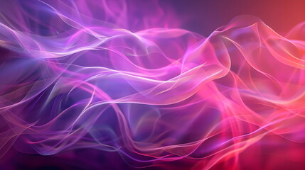 Fototapeta premium Abstract wave in iridescent neon-rainbow shades, pink, purple, red, blue. Waves of smoke or fabric flying in the wind. Iridescent fabric, holographic texture. Banner background with space for text