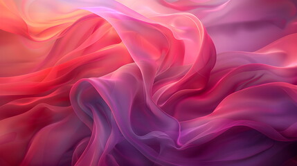 Obraz premium Abstract wave in iridescent neon-rainbow shades, pink, purple, red, blue. Waves of smoke or fabric flying in the wind. Iridescent fabric, holographic texture. Banner background with space for text
