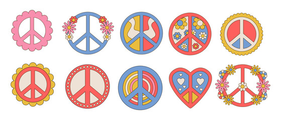 Retro Peace Sign Set