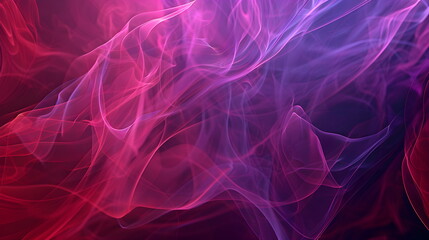 Fototapeta premium Abstract wave in iridescent neon-rainbow shades, pink, purple, red, blue. Waves of smoke or fabric flying in the wind. Iridescent fabric, holographic texture. Banner background with space for text