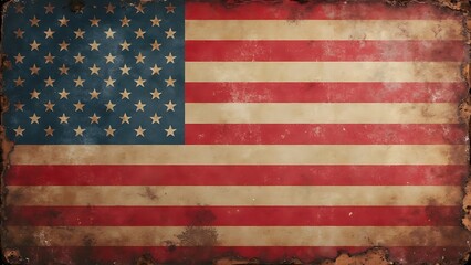 A vintage American flag with a grunge texture, showcasing the iconic stars and stripes. Perfect for themes of patriotism, history, and national pride.