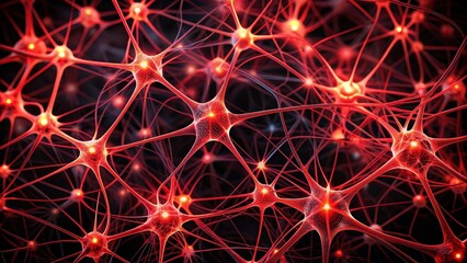 Red neural networks on black background, red, neural, networks, black, background, technology, artificial intelligence