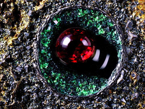 Eclogite A rare eclogite with green pyroxene and red garnet gently rotating to show its