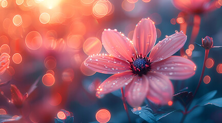 Fototapeta premium a pink flower with water droplets on it