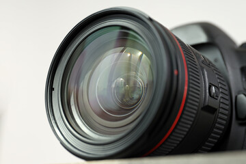 Professional photographer's camera in a photo studio.