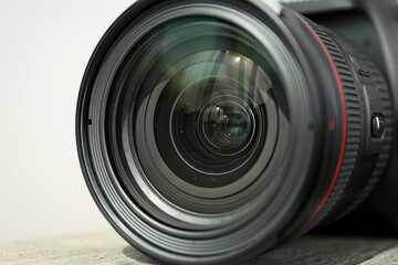 Professional photographer's camera in a photo studio.