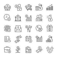 Income thin line icons collection. Editable stroke. For website marketing design, logo, app, template, ui, etc. Vector illustration.