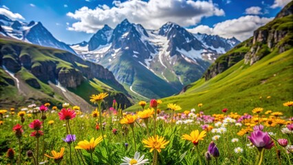 Fototapeta premium Beautiful alpine flowers blooming in the mountain meadows, alpine, flowers, mountains, meadows, bloom, nature, scenic