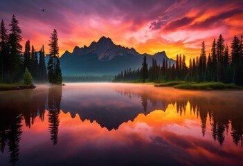 Obraz premium breathtaking sunrise landscapes featuring vibrant colors stunning natural scenery, beach, coastline, dawn, daylight, dramatic, exotic, fauna, flora
