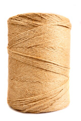 A large skein of strong harsh threads for filing documents on a white background in isolation.