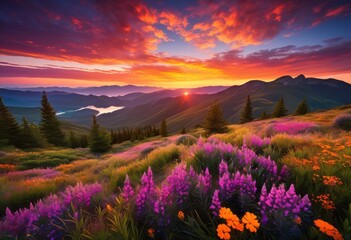 stunning sunrise sunset landscapes showcasing vibrant majestic lush tranquil waters breathtaking natural settings, adventure, ambiance, backdrop, beach