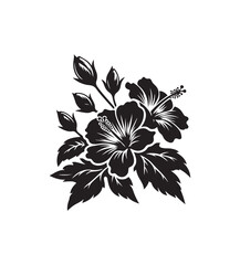 Obraz premium native hibiscus vector style,silhouette vector,black and white color