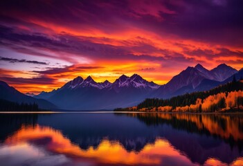 breathtaking views featuring vibrant sunsets over majestic mountains stunning color gradients sky, landscape, scenery, nature, eve, horizon, clouds, beauty