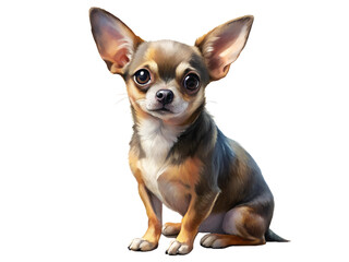 Chihuahua sit, full body, isolated on a transparent background