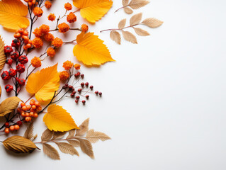 Generous Top view autumn leaves with wooden background