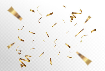 Confetti explosion on a transparent background. Shiny shiny golden paper pieces fly and spread around. vector illustration.simple design.flying.abstract.eps 10