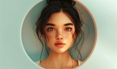 Realistic cartoon human avatar simple beautiful concept on plain background ai generated