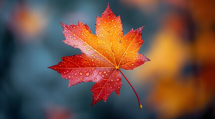 Dewy Autumn Maple Leaf Photography