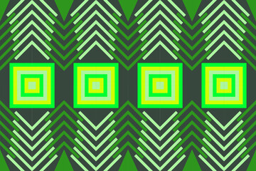 Green and Yellow Square Pattern with Abstract Arrows