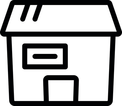 recommend clip art: Line art icon of a simple storefront or office building facade, perfect for representing a place of business
