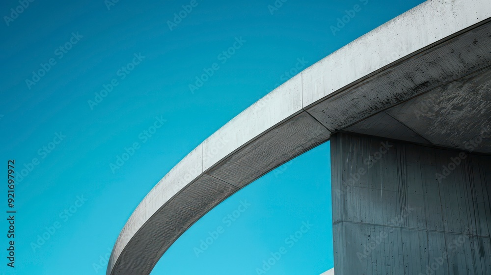 Wall mural minimalistic curve concrete bridge with blue sky background