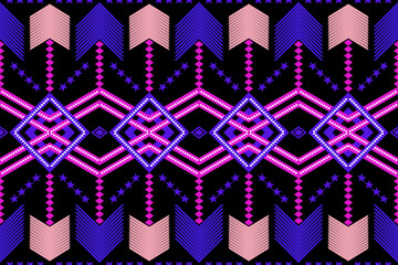 Dark Background Tribal Pattern with Purple and Pink Diamonds