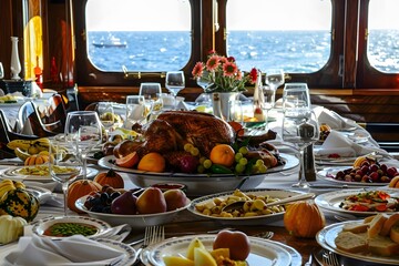 A Festive Thanksgiving Feast on a Yacht
