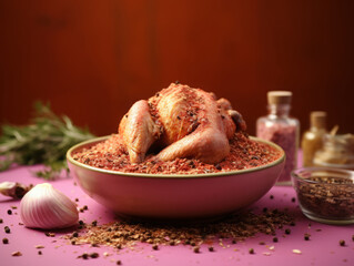 Fototapeta premium Gorgious Delicious Roast chicken on a wooden table