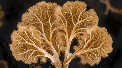 A magnified view of a fungal spore under a microscope