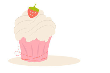 Festive cupcake with strawberries