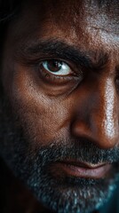 Obraz premium close-up shot of a asian man's face By Generated AI