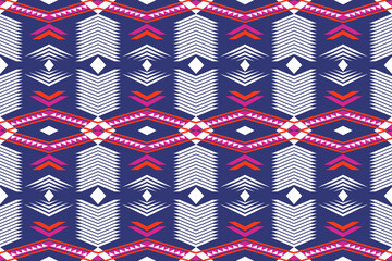 Bold Navy and Red Tribal Diamond and Arrow Pattern