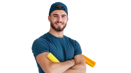 A dedicated man employee in the cleaning service industry ensures a spotless environment.