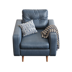 armchair isolate on a transparent background, comfortable furniture for home interior, 3D illustration, cg render
