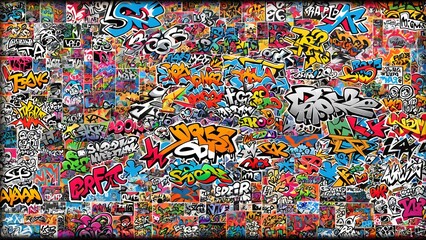 Graffiti Art Background Featuring a Collage of Different Graffiti Styles, from Classic Tags to Modern Murals: Urban Creativity