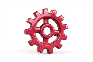 Obraz premium Close-Up of Glossy 3D Gear Symbolizing Process Cycles Isolated on White