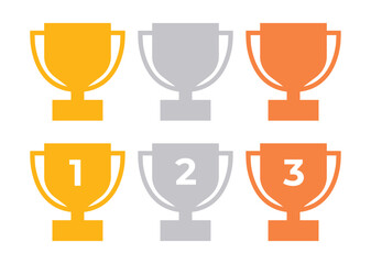 Trophy cup award vector design. Gold, silver, and bronze. Sport winner tournament competition.	
