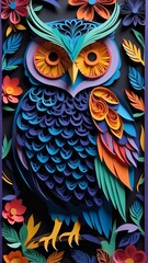 Obraz premium kirigami owl with colorful paper layers