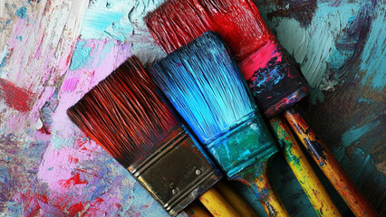 Fototapeta premium Vibrant Paintbrush: Full of Color