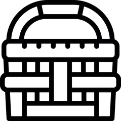 Simple line icon of a picnic basket, ready to be filled with food and drinks for an outdoor meal