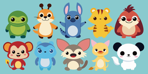 Fototapeta premium set of funny cartoon animals