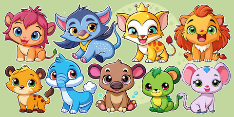 Obraz premium set of funny cartoon animals