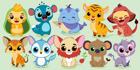 Fototapeta premium set of funny cartoon animals