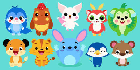 set of funny animals