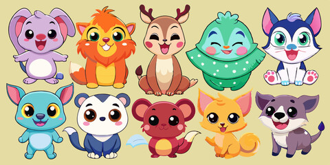 Obraz premium set of funny animals